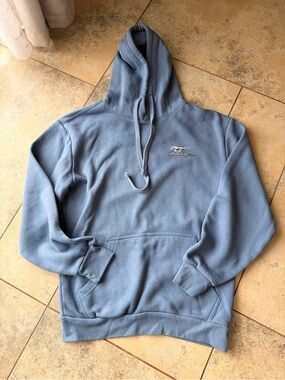 Ford Mustang Size Small Blue Pullover Hoodie Classic Muscle Car Graphic